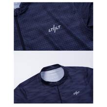 Ltiilt Maillot de cyclisme pour hommes, manches courtes, imprimé, équipe VTT Teleyi, chemise de vélo d'été, respirant, séchage rapide, ajusté, évacuant l'humidité, ourlet antidérapant, imprimé à pois bleus