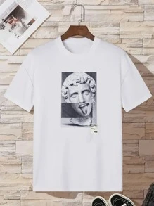 Hombres Camiseta estatua con con estampado de figura - Blanco - Ver 2