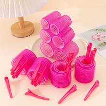 30pcs Self-Adhesive Hair Rollers Set For Different Hair Lengths, Heatless Curlers With Clips As Diy Hair Styling Tool - Black - View 5