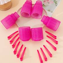 30pcs Self-Adhesive Hair Rollers Set For Different Hair Lengths, Heatless Curlers With Clips As Diy Hair Styling Tool - Black - View 3