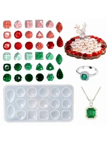 1pc Epoxy Gemstone Silicone Resin Mold Ring Earrings Necklace Brooch Gemstone Patch DIY Jewelry Making Accessories - White - View 1