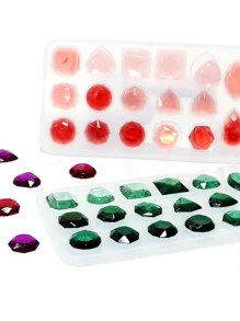 1pc Epoxy Gemstone Silicone Resin Mold Ring Earrings Necklace Brooch Gemstone Patch DIY Jewelry Making Accessories - White - View 2