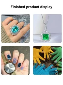 1pc Epoxy Gemstone Silicone Resin Mold Ring Earrings Necklace Brooch Gemstone Patch DIY Jewelry Making Accessories - White - View 5