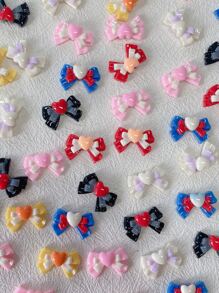 20 phụ kiện trang trí móng tay hình nơ và trái tim hỗn hợp cho DIY - Nhiều màu - Xem 4