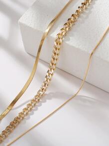 1入組時尚簡約風蛇骨鏈條鎖鏈條多層項鍊,完美適用於假期,派對,約會,禮品和日常穿著