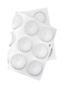 1 pieza 15 cavidades circular con fruncido Molde de silicona para DIY pastel , pastelería , chocolate , caramelo Decoración , horneando con hecho en casa Cubo de hielo - Blanco - Ver 7