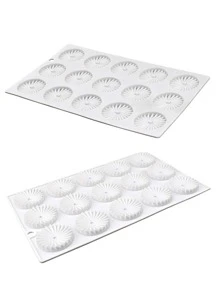1 pieza 15 cavidades circular con fruncido Molde de silicona para DIY pastel , pastelería , chocolate , caramelo Decoración , horneando con hecho en casa Cubo de hielo - Blanco - Ver 6