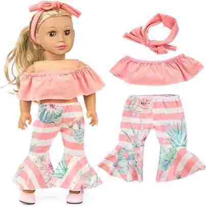 玩偶衣服帶植物和花印刷,玩偶不包含