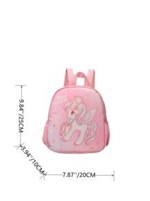 卡通獨角獸印花背包適合學步女孩學前班 - 粉色 - 查看 4