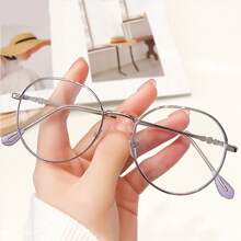 1 件时尚金属圆框艺术复古眼镜框 - 銀色 - 查看 2