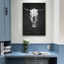 1 Miếng Đối xứng Đen Sọ & Thiết kế đầu động vật Trang trí Bức tranh sơn dầu Đối với Phòng khách Hoặc Tiền sảnh , Không khung tranh sơn dầu Nghệ thuật - Nhiều màu - Xem 4