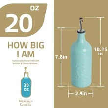 Sweejar Ceramic Olive Oil Dispenser Bottle, 20 Oz Relief Opaque Oil Cruet Protects Oil To Reduce Oxidation, Suitable For Storage Of Oil, Vinegar, Soy Sauce, Coffee Syrup, Liquids, Pack of 1 - 白色 - 查看 4