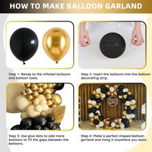 126 件黑色和金色气球花环套装，金属黑色和金色拱门套装，各种尺寸的黑色和金色气球 18/12/10/5 英寸，适用于毕业典礼、生日、周年纪念、单身派对背景装饰、圣诞节 - 彩色 - 查看 3