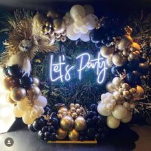 126 件黑色和金色气球花环套装，金属黑色和金色拱门套装，各种尺寸的黑色和金色气球 18/12/10/5 英寸，适用于毕业典礼、生日、周年纪念、单身派对背景装饰、圣诞节 - 彩色 - 查看 7