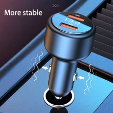 车载充电器，双100W大功率铝合金机身车载充电器，汽车点烟器QC3.0快速充电。 - 黑色 - 查看 7