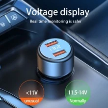 车载充电器，双100W大功率铝合金机身车载充电器，汽车点烟器QC3.0快速充电。 - 黑色 - 查看 6