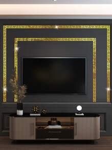 10 miếng dán gương phản quang dài thiết kế rỗng chạm khắc bằng acrylic, hình dán nghệ thuật 3D tự thiết kế cho phòng khách, phòng tắm, văn phòng tại nhà, miếng dán tường bằng nhựa vinyl, miếng dán, miếng dán tường, miếng dán bằng nhựa vinyl để trang trí nhà, gương treo tường, trang trí tường, trang trí phòng, gương treo tường, gương cho phòng, trang trí phòng tắm, trang trí phòng khách - Vàng - Xem 1