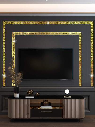 10pcs Reflective Acrylic Long Hollow-Carved Design Decorative Lines Shaped Mirror Stickers, Self-Designed 3D Art Decals For Living Room, Bathroom, Home Office Walls Vinyl Decal, Stickers,Wall Decal, Vinyl Decal For Home Decoration Mirror Wall Wall Decor Room Decor Wall Mirror Mirror For Room Bathroom Decor Living Room Decor