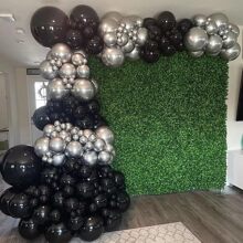126pcs Black & Silver Balloon Garland Kit With Metallic Chrome Balloons & Latex Black Balloons In Different Sizes For Wedding, Bridal Shower, Birthday, Graduation Party Decorations,Christmas