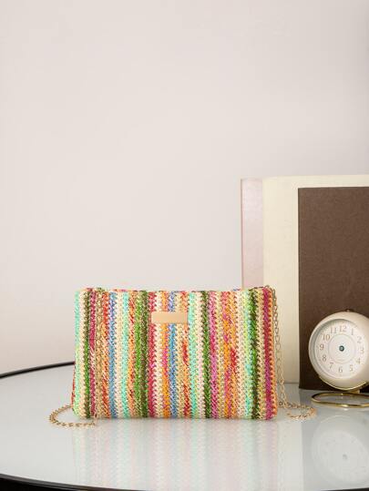 奢華迷人、優雅、精緻、安靜奢華時尚迷你編織單肩斜挎包方形包，金屬鏈女士、女士、派對女孩、新娘完美派對、婚禮、舞會、晚餐/宴會、晚宴/宴會、送給女士的最佳禮物媽媽 老師 朋友 伴娘