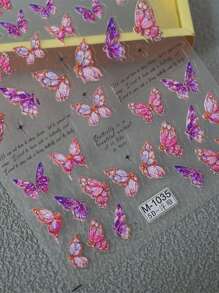 1張蝴蝶字母美甲貼紙，自粘式壓花亞克力美甲貼紙，DIY - 彩色 - 查看 8