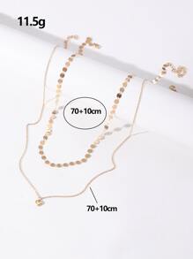 性感2入組女性極簡風格心形與圓形掛墜鍊 - 金色 - 查看 6