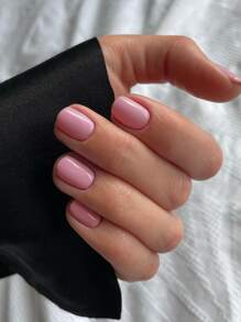 提升你風格帶24入組短橢圓形粉色假指甲套裝,適合女士女孩日常穿著 - 珊瑚粉 - 查看 1