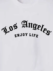 Hombres Camiseta con estampado de letra - Blanco - Ver 7