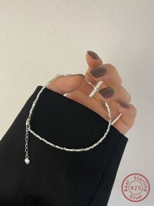 1入組精美S925純銀迷你盤子腳錬,DIY珠寶製作,時尚身體鏈,必備禮品適用於