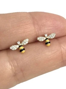 1 đôi Thời trang Khối Zirconia  Con ong Bông tai stud Đối với phụ nữ Đối với Tiệc kỷ niệm Đồ trang sức Ngày lễ tình nhân Qủa tặng - Vàng - Xem 1