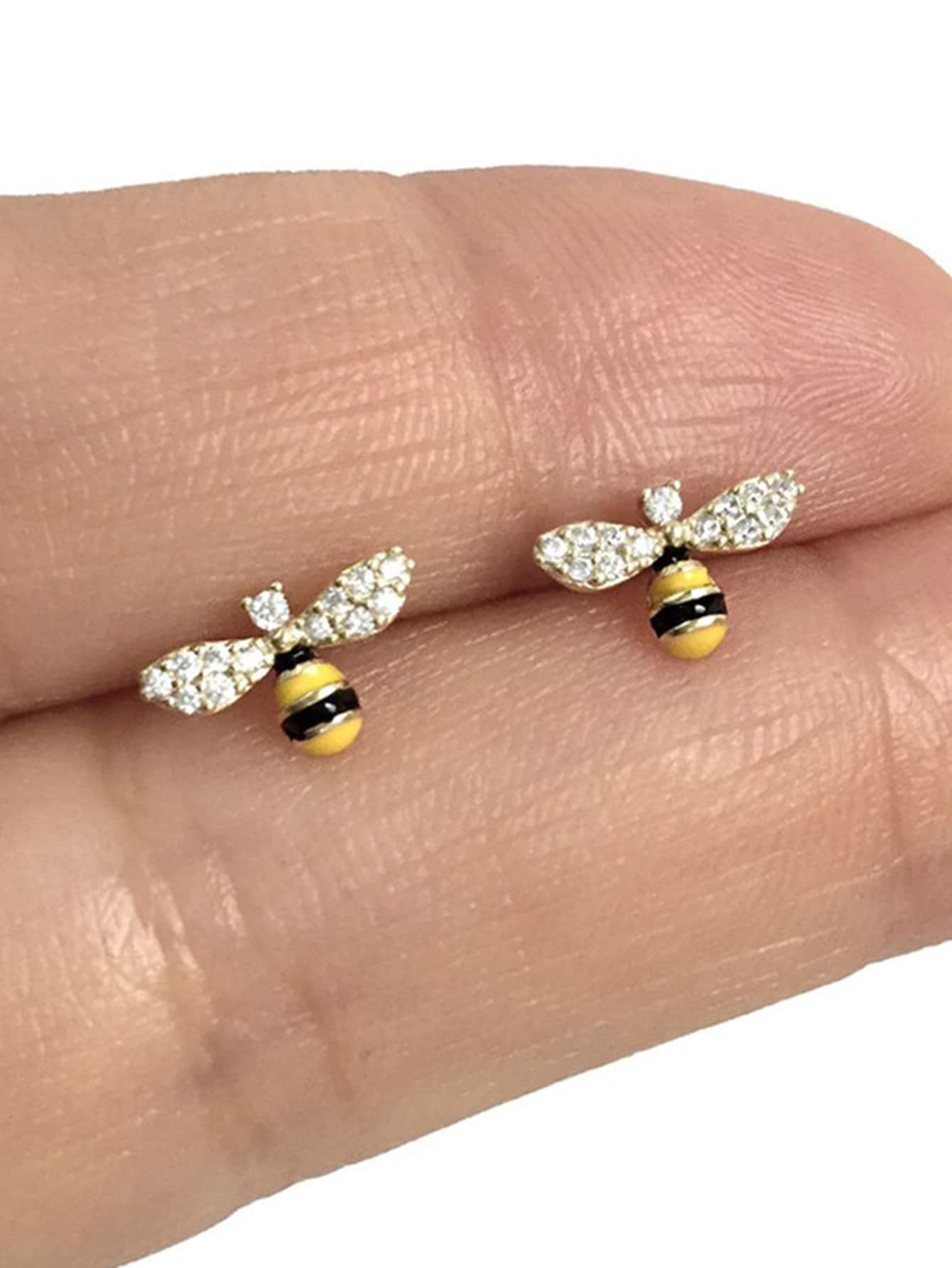 1 đôi Thời trang Khối Zirconia  Con ong Bông tai stud Đối với phụ nữ Đối với Tiệc kỷ niệm Đồ trang sức Ngày lễ tình nhân Qủa tặng - Vàng - Xem 1