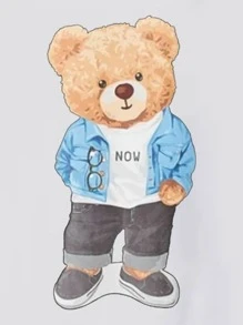 MURAMASA Hombres Camiseta con estampado de oso - Blanco - Ver 7