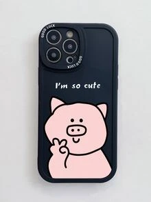 Cartoon Pig Pattern Anti-fall Phone Case - Black - View 5