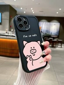 Cartoon Pig Pattern Anti-fall Phone Case - Black - View 3