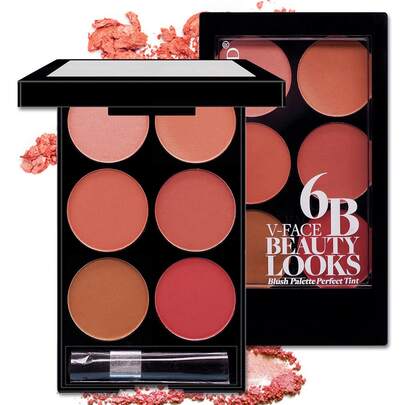 6-Color Matte Blush Palette With Brush