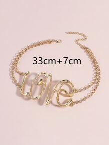 1 Peça Europeu E Americano Estilo Exagerado 'Love' Alfabeto Curto Colar Para Mulheres , Vintage Hiphop Gargantilha - Ouro amarelo - Ver 4