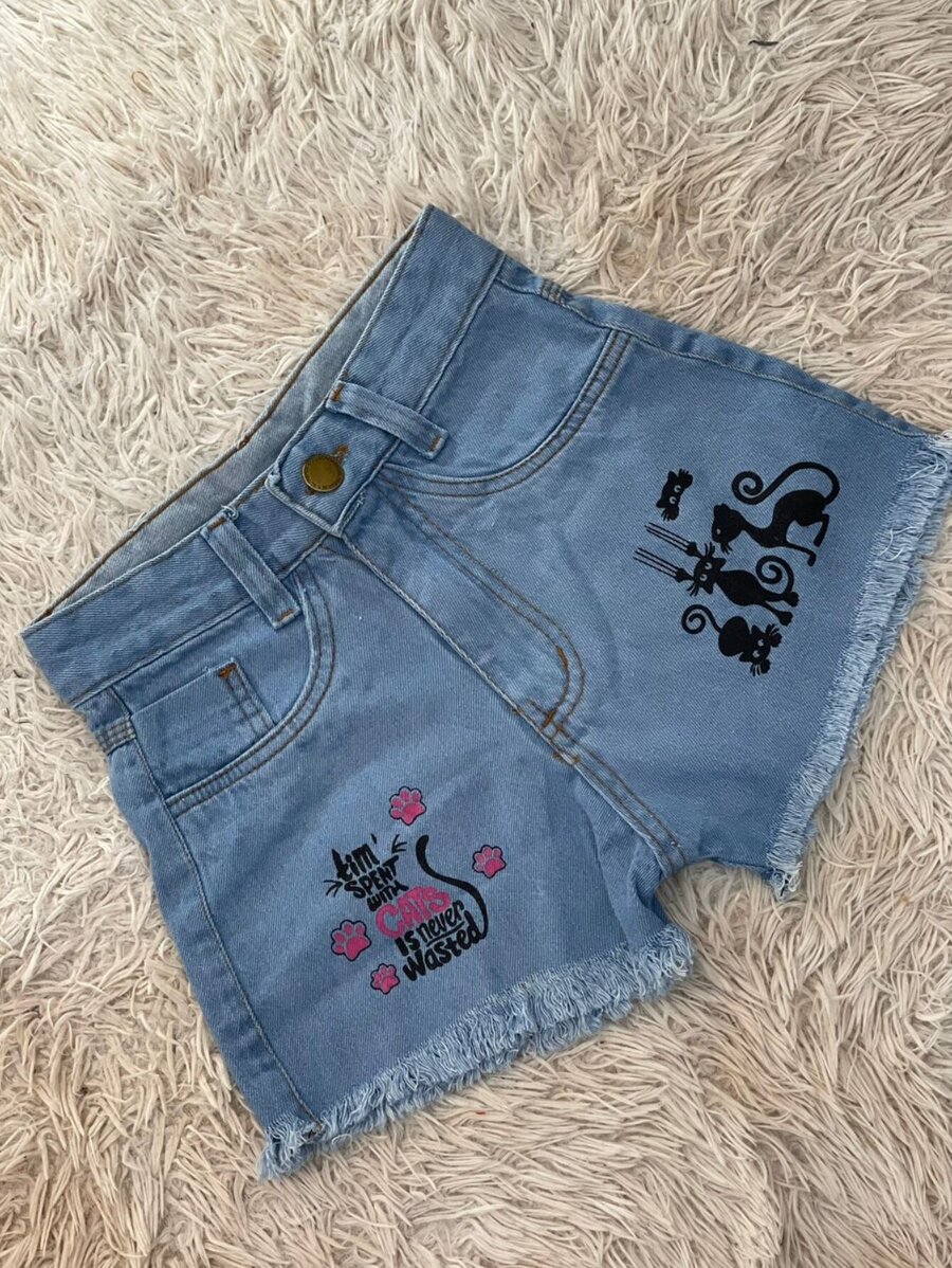 Young Girls Denim Shorts - 淺色水洗藍 - 查看 1