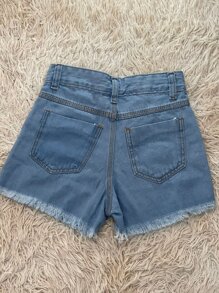 Young Girls Denim Shorts - 淺色水洗藍 - 查看 2