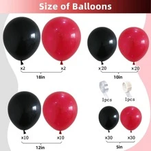 126入組紅色的和黑色氣球拱門花環成套工具,黑色和紅色的氣球花環套件,紅色的和黑色乳膠氣球在各種各樣尺寸(18/12/10/5英寸),婚禮婚禮淋浴單身女郎生日畢業派對裝飾用品 - 彩色 - 查看 2