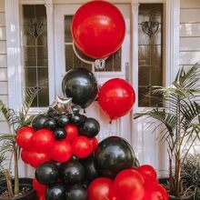 126入組紅色的和黑色氣球拱門花環成套工具,黑色和紅色的氣球花環套件,紅色的和黑色乳膠氣球在各種各樣尺寸(18/12/10/5英寸),婚禮婚禮淋浴單身女郎生日畢業派對裝飾用品 - 彩色 - 查看 5