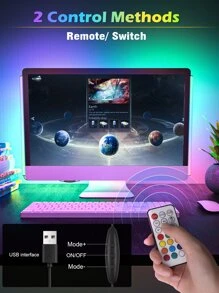 WILLED 2 in1 Under Monitor Light Bar Gaming Lights for Gaming Setup Desk Led backlights with Remote Controller for Keyboard Light PC - Multicolor - View 2