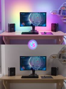 WILLED 2 in1 Under Monitor Light Bar Gaming Lights for Gaming Setup Desk Led backlights with Remote Controller for Keyboard Light PC - Multicolor - View 10