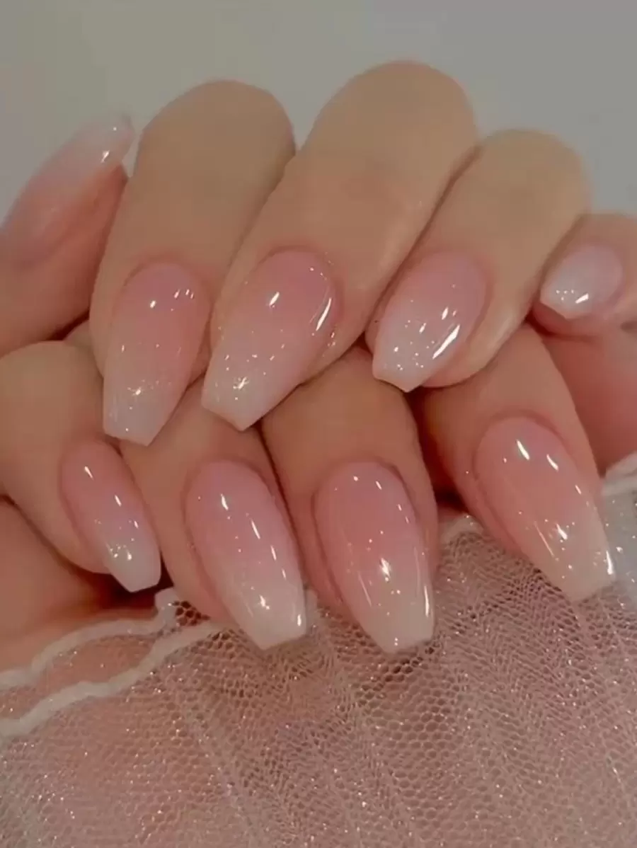 24 Cái/gói Đơn Giản Kiểu Pháp Ngắn Hình Vuông Chuyển Màu Cam & Hồng Móng Tay Giả Cho Cuộc Sống Hàng Ngày, Hẹn Hò & Trà Chiều Ấn Vào Móng Tay Đồ Dùng Làm Móng - Nhiều màu - Xem 1