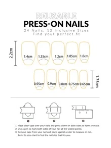 24 Cái/gói Đơn Giản Kiểu Pháp Ngắn Hình Vuông Chuyển Màu Cam & Hồng Móng Tay Giả Cho Cuộc Sống Hàng Ngày, Hẹn Hò & Trà Chiều Ấn Vào Móng Tay Đồ Dùng Làm Móng - Nhiều màu - Xem 4