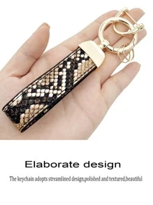 蛇紋圖案車通用鑰匙圈 - 黑色 - 查看 2