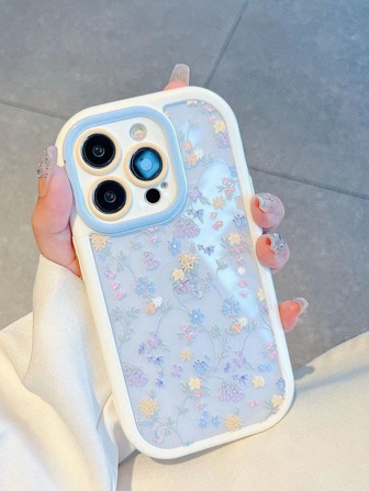 Apple IPhone 16 15 14 Pro Max 13 12 11 White Puff Flower Full Pattern Mobile Phone Case