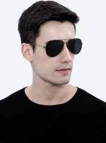 1pair Men Geometric Frame Fashion Glasses For Outdoor - Black - View 1