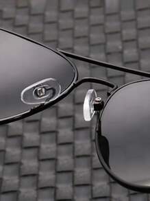 1pair Men Geometric Frame Fashion Glasses For Outdoor - Black - View 7