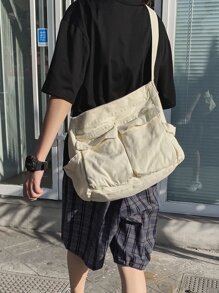 Multifunctional New Arrival Large Capacity Crossbody Bag With Multiple Pockets Shoulder Bag Sling Bag Casual Bag For Student Student Freshman Side Bag For Holiday Summer Gifts For Boyfriend College Bag Dad Multi-Functional Dorm Sling Bag Cross Body Bag Side Bag Students Fall Messenger Bag Old Money Christmas Scream Bag Winter Laptop Thanksgiving Purse Bag Tote Bag Bum Bag Rider Bag Gym Bag Vacation Gifts Bag Gifts Camping Sling Bags Back To School White Bag Pack Spring School Supplies - White - View 2