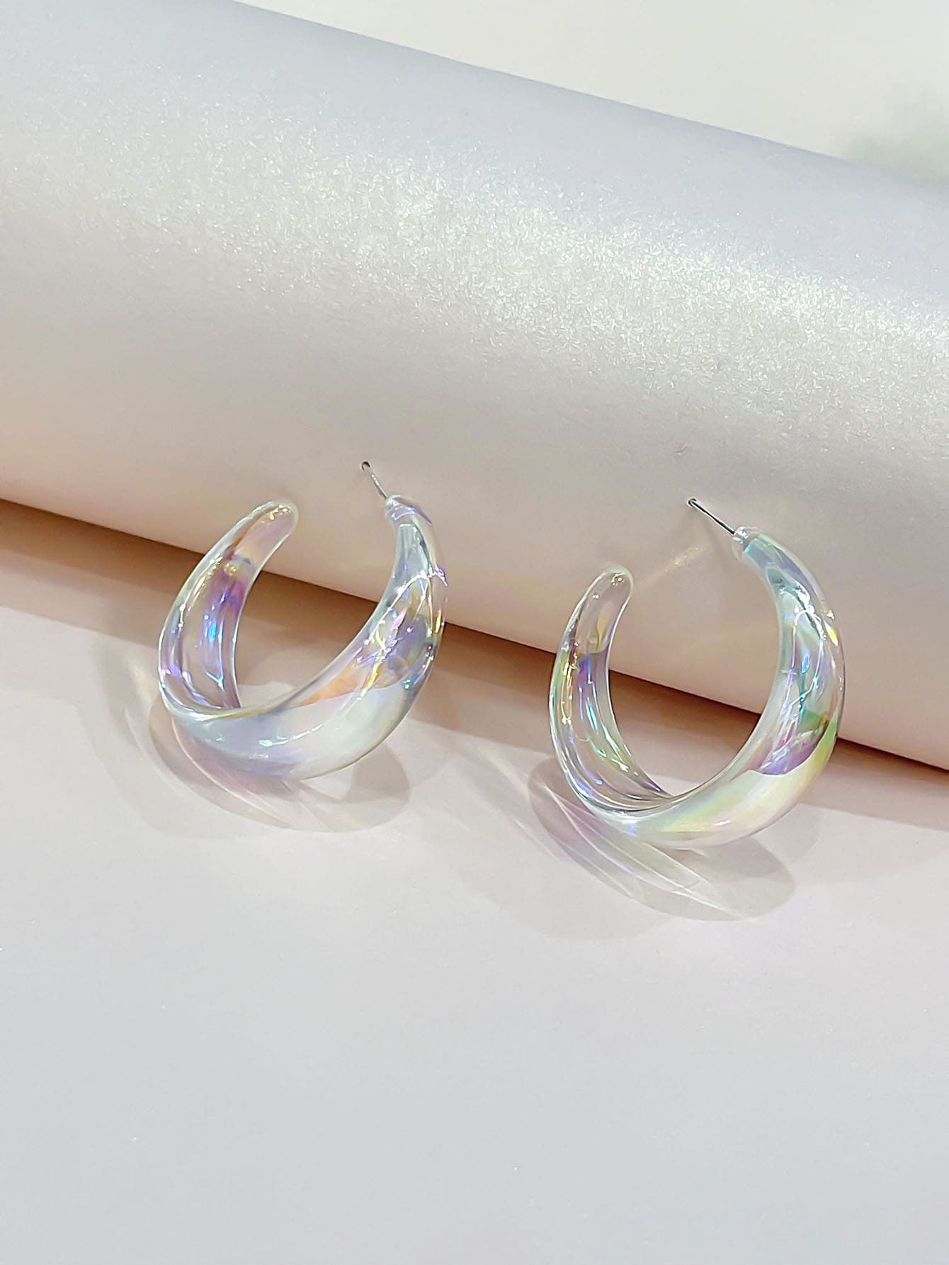 1 đôi Dễ thương Acrylic & Pha lê Nửa vong Hoa tai Với Ảnh ba chiều Hiệu ứng Đối với phụ nữ - Nhiều màu - Xem 1